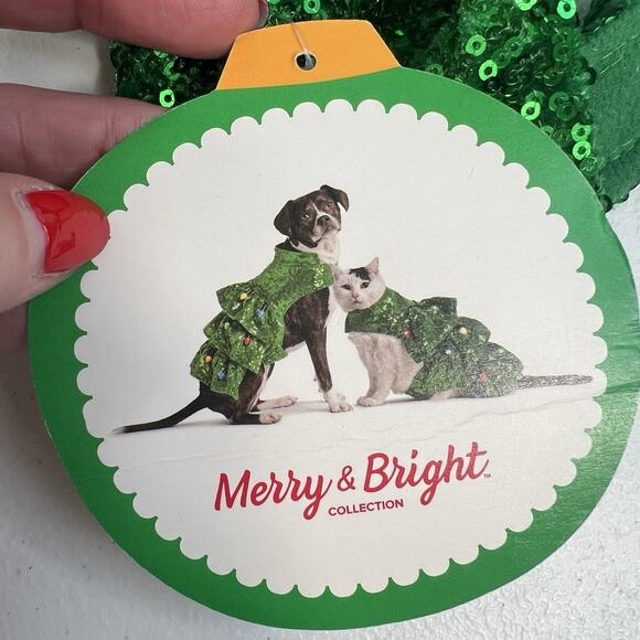Merry & Bright Sz XS Holiday Christmas Pet Dog Cat Apparel Sequin Tree Costume - Picture 4 of 7